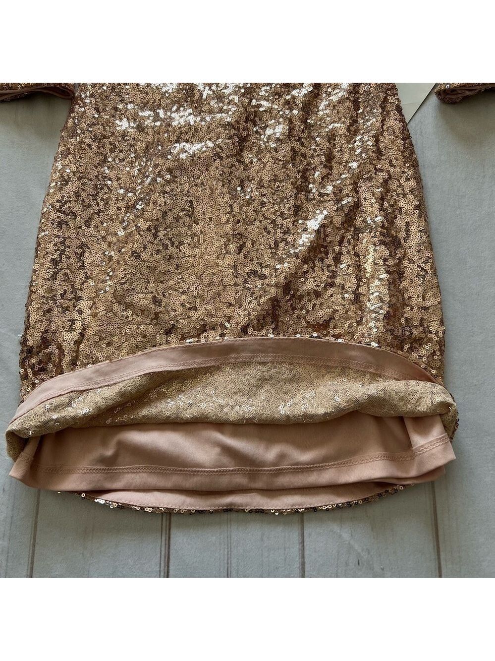 NWT Lulu's Delightful Ways Champagne Gold Sequin Dress Mini Prom Homecoming Club - Picture 14 of 15